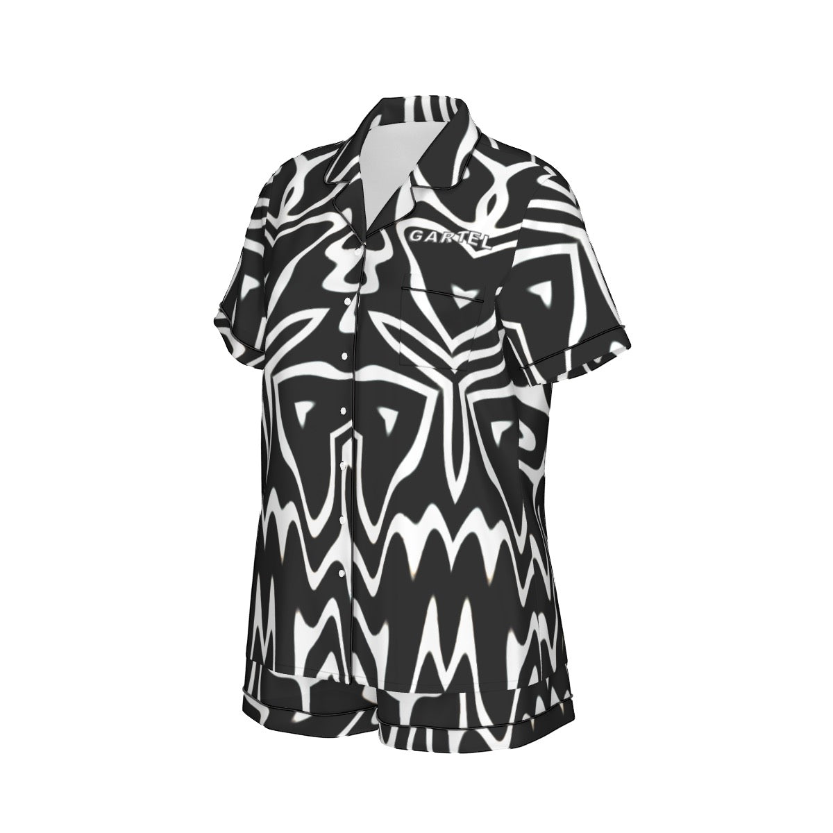 "Phantom Frequency" Women's Imitation Silk Pajama Set With Short Sleeve
