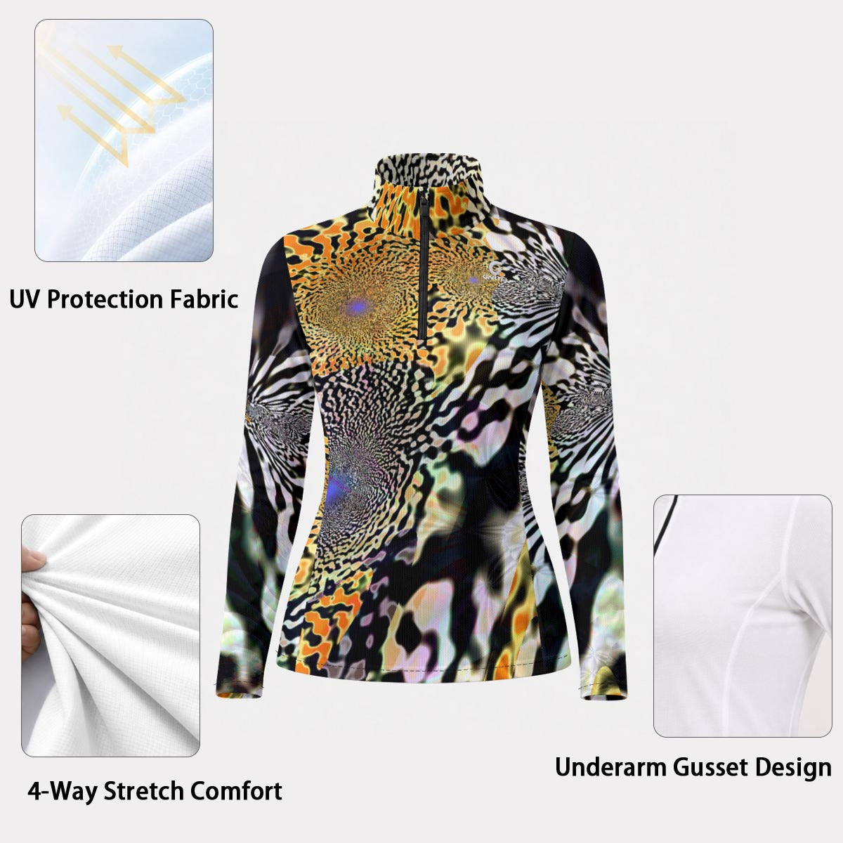 "Animalia" Women's Stand-Collar Sun Protection Sport Jersey