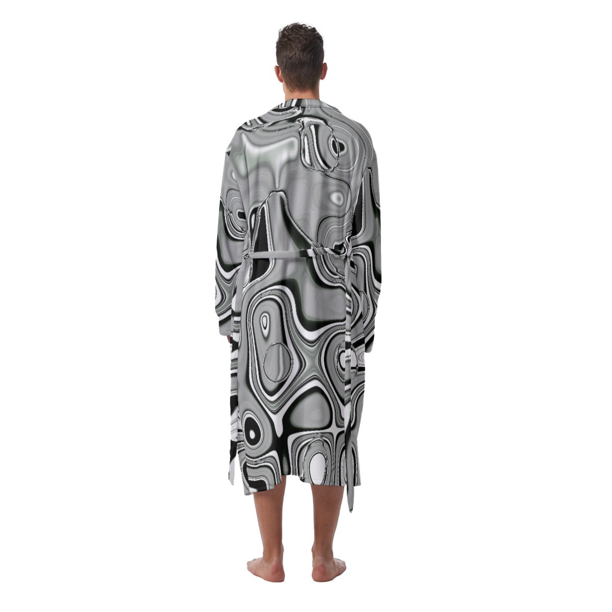 "Black Orbs" Men's Heavy Fleece Robe