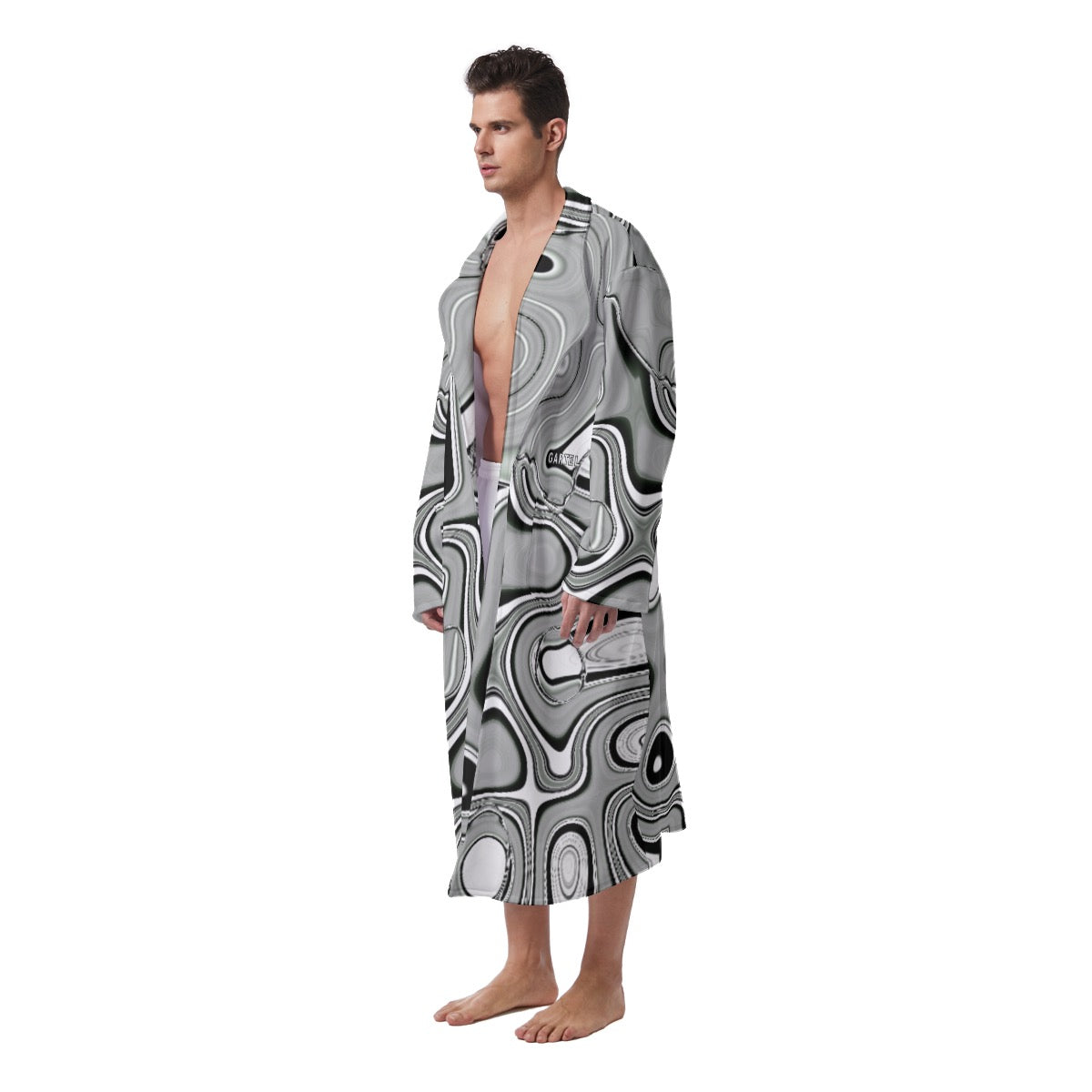"Black Orbs" Men's Heavy Fleece Robe