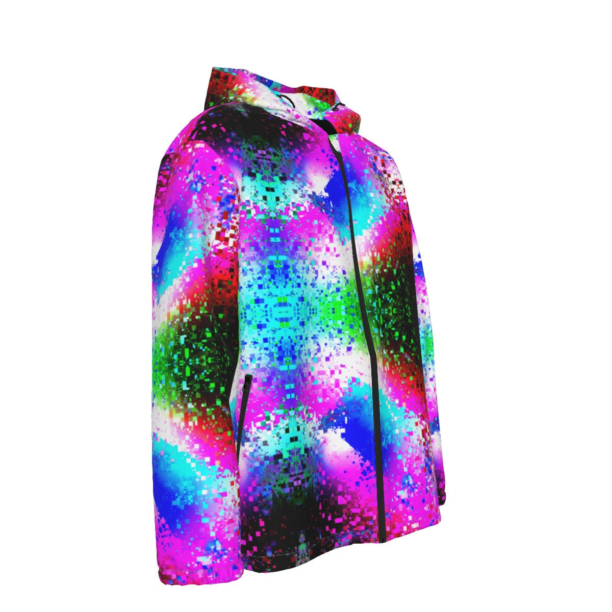 "Confetti Storm" Men's Hooded Zipper Windproof Jacket