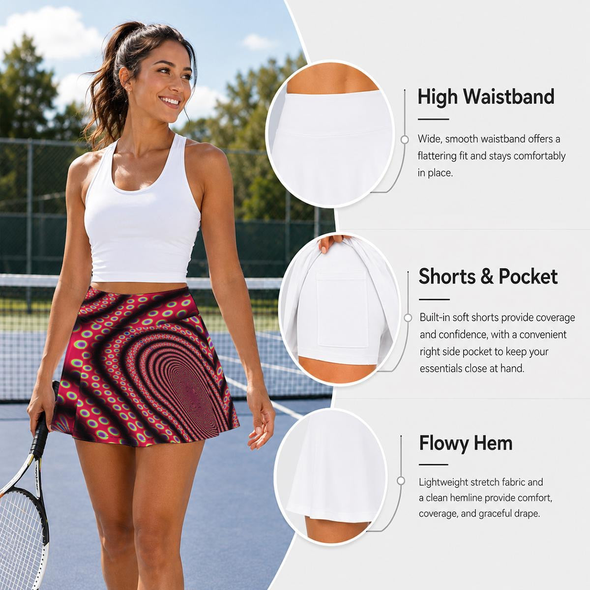 "Electric Octopus" Women's Pleated Athletic Skort