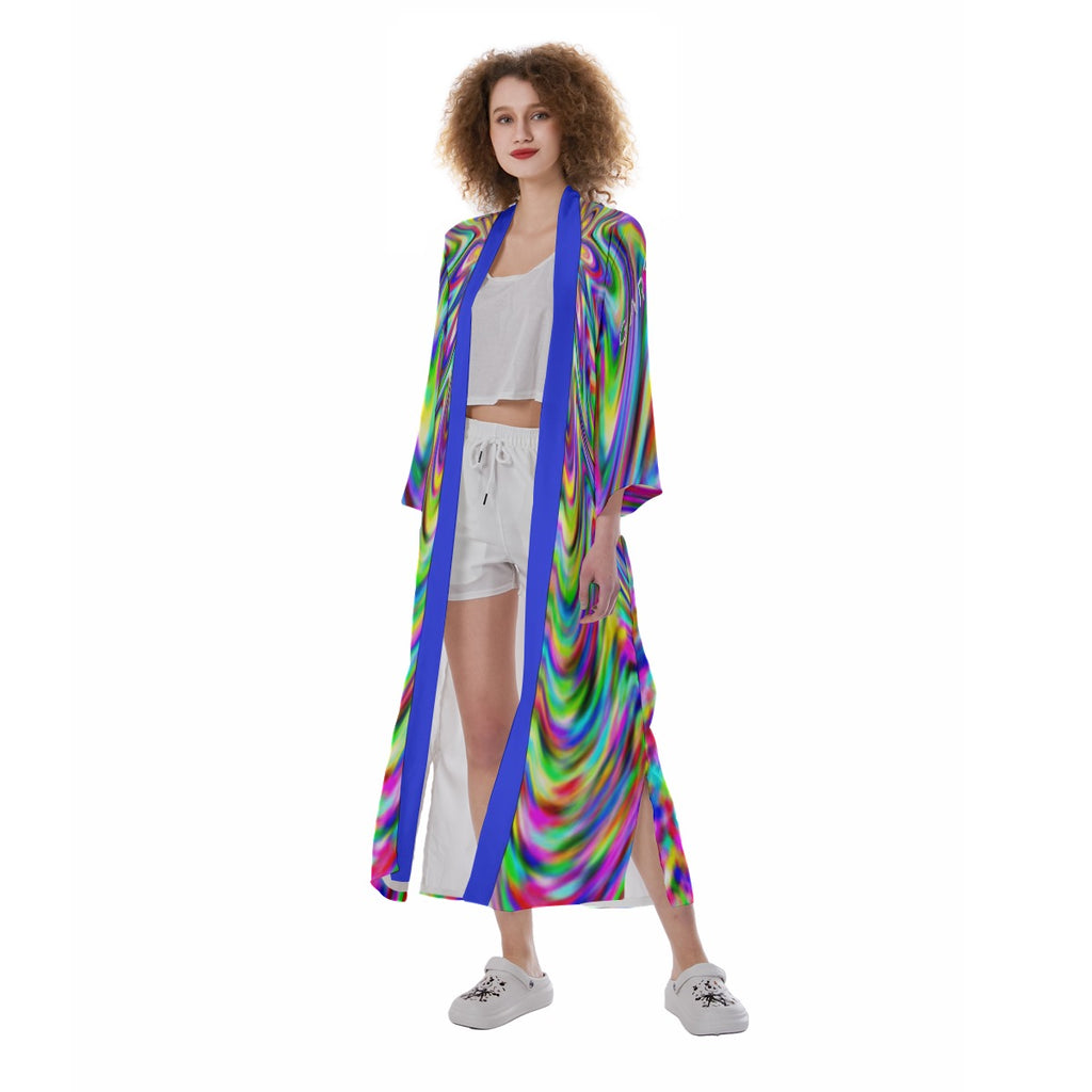 "Bright Galaxy" Women's Satin Kimono Long Robe