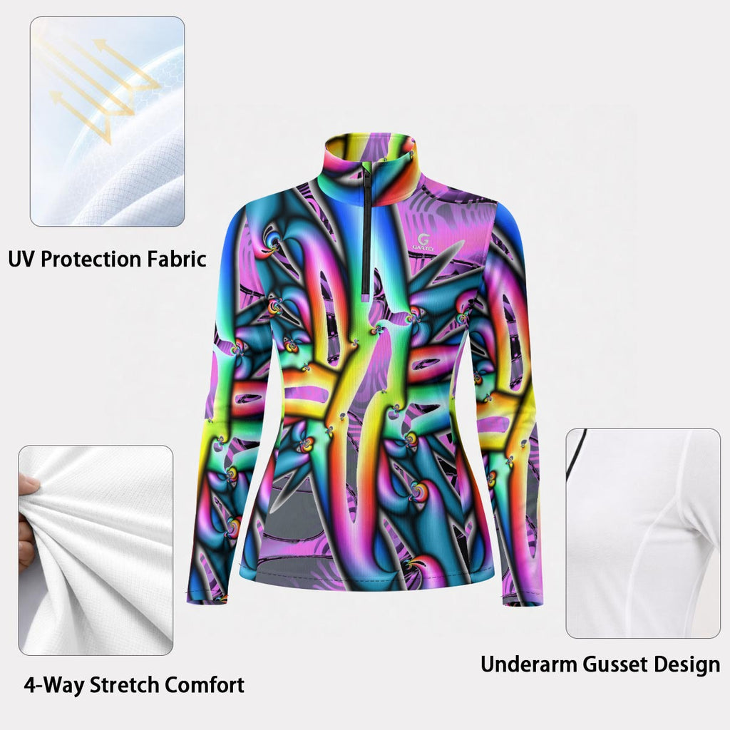 "Electric Avenue" Women's Stand-Collar Sun Protection Sport Jersey