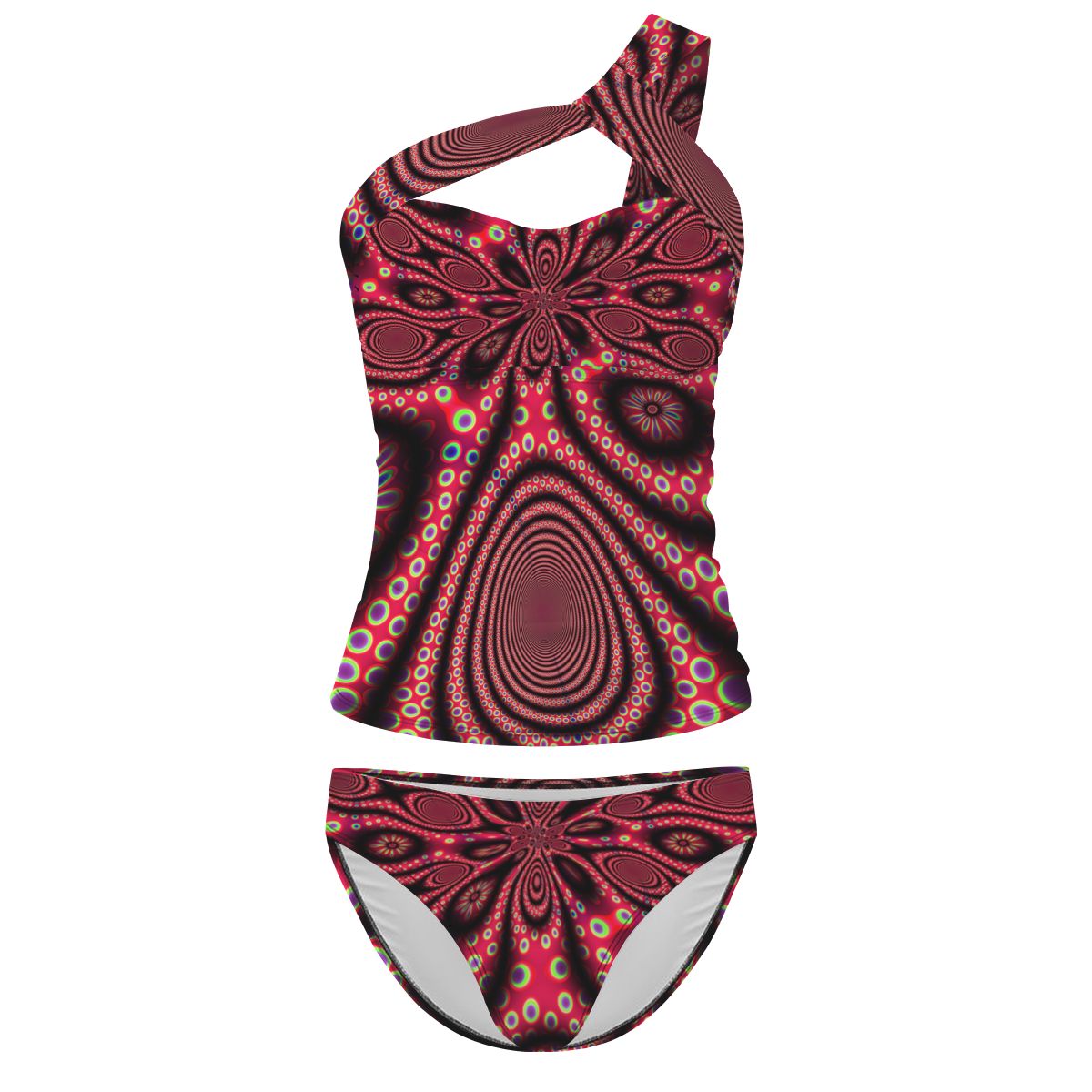 "Electric Octopus" OneShoulder Two Piece Swimsuit