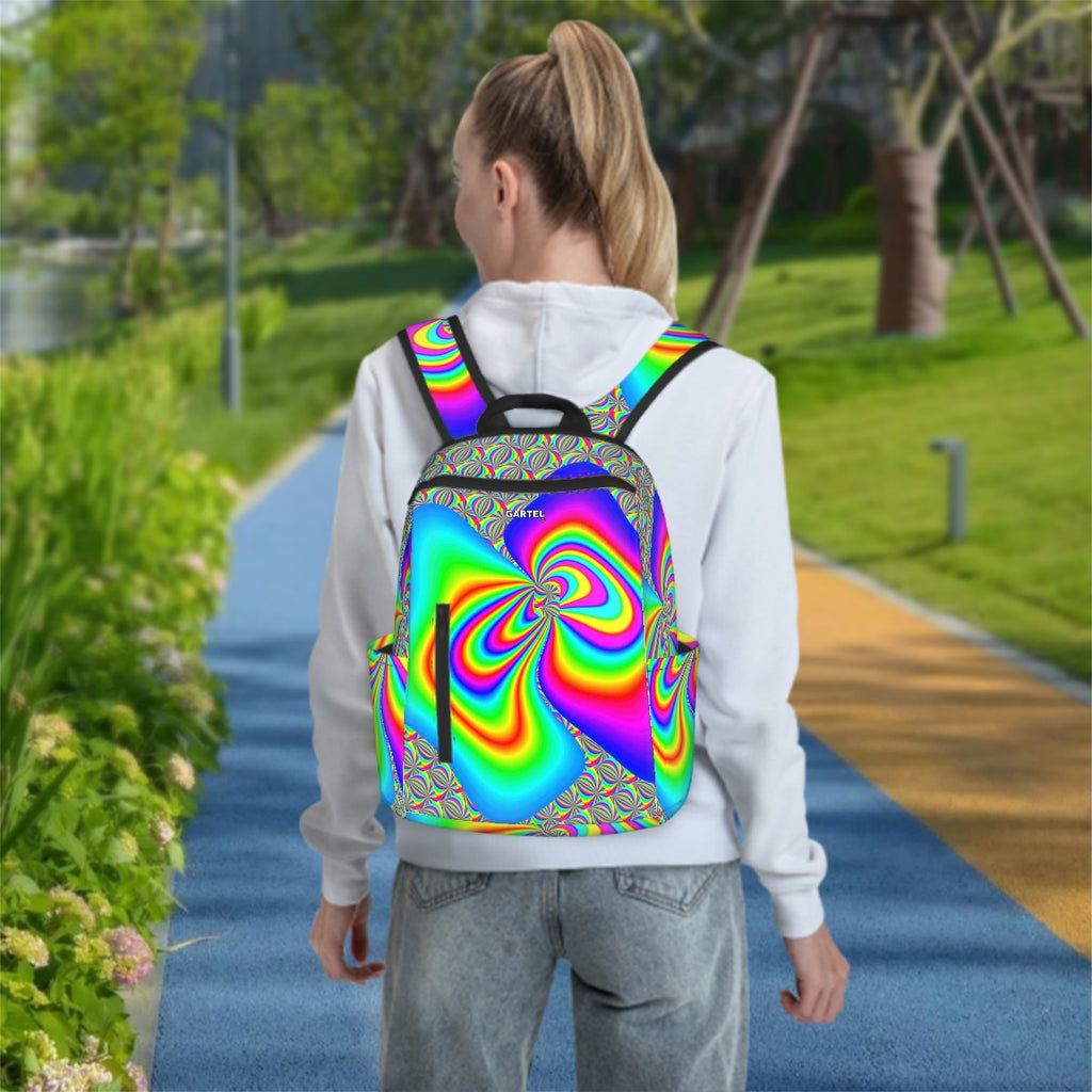 "Color Explosion" Twill Zipper Front Pocket Backpack
