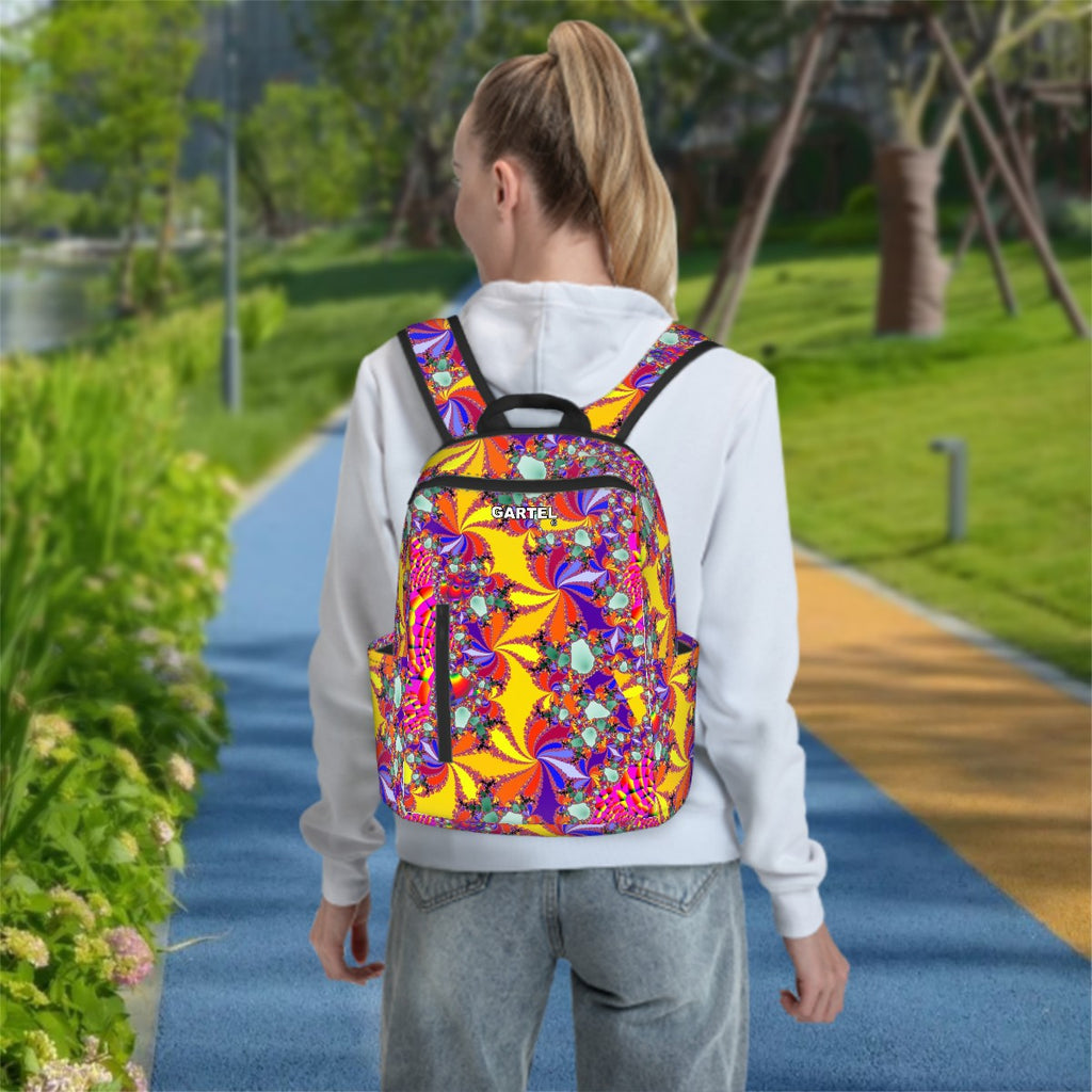 "Color Carnival" Twill Zipper Front Pocket Backpack