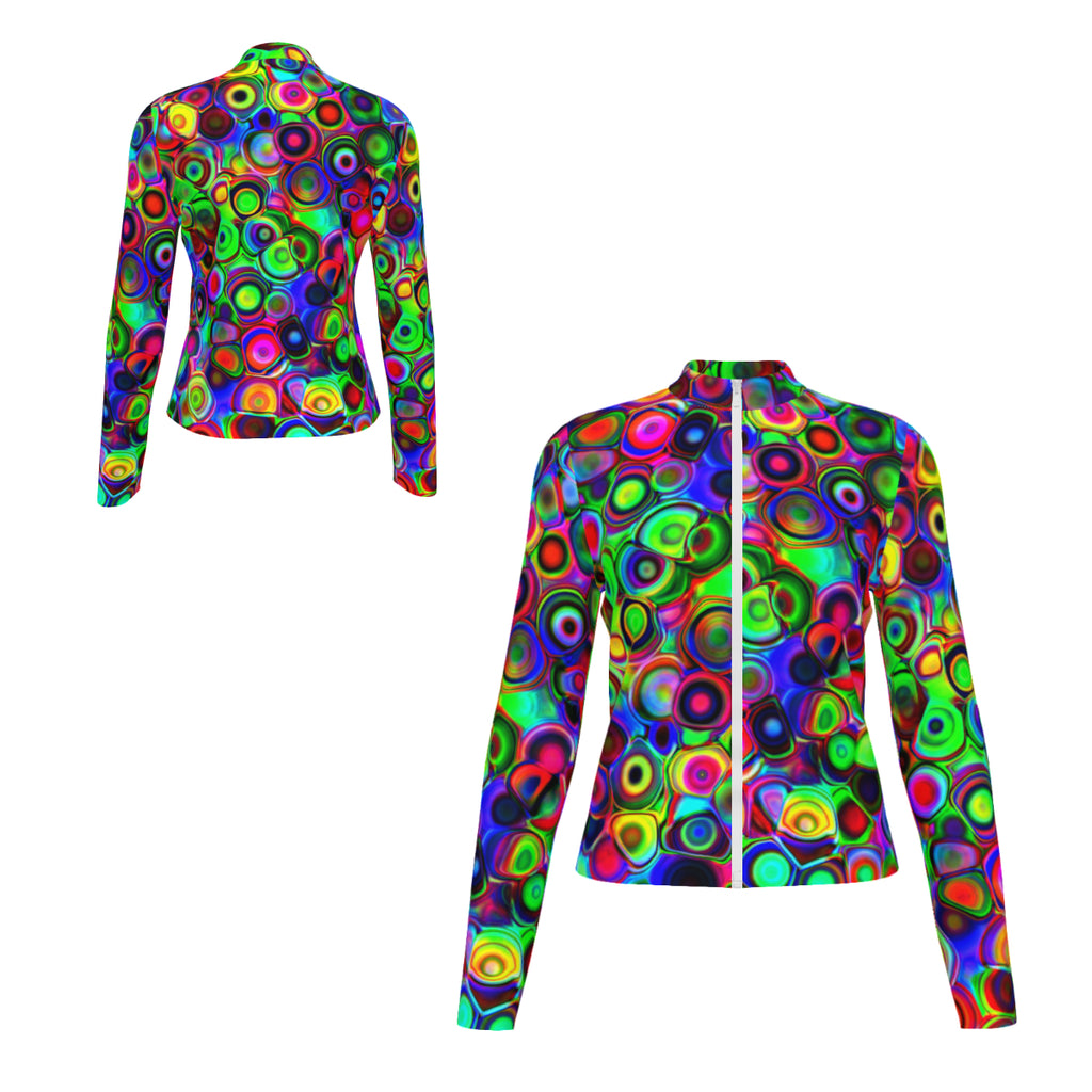 “Cosmic Bubbles” Designer Women’s Slim-Fit Athletic Jacket