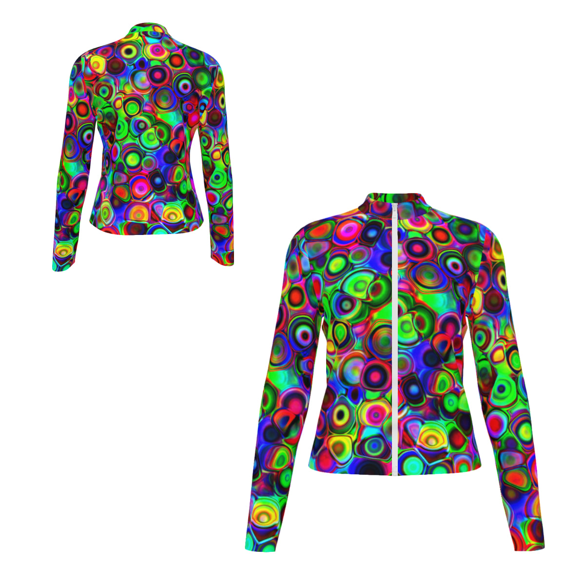 “Cosmic Bubbles” Designer Women’s Slim-Fit Athletic Jacket