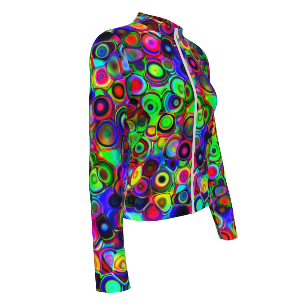 “Cosmic Bubbles” Designer Women’s Slim-Fit Athletic Jacket