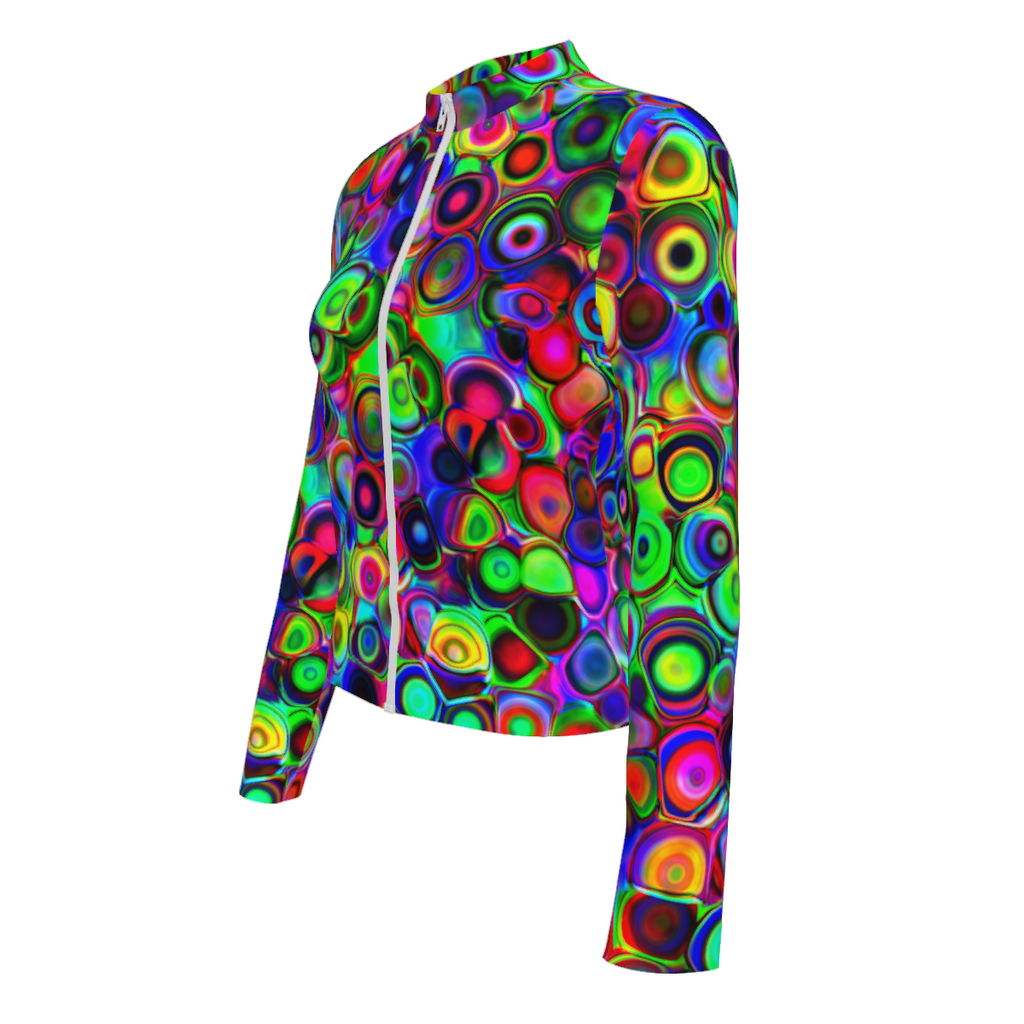 “Cosmic Bubbles” Designer Women’s Slim-Fit Athletic Jacket