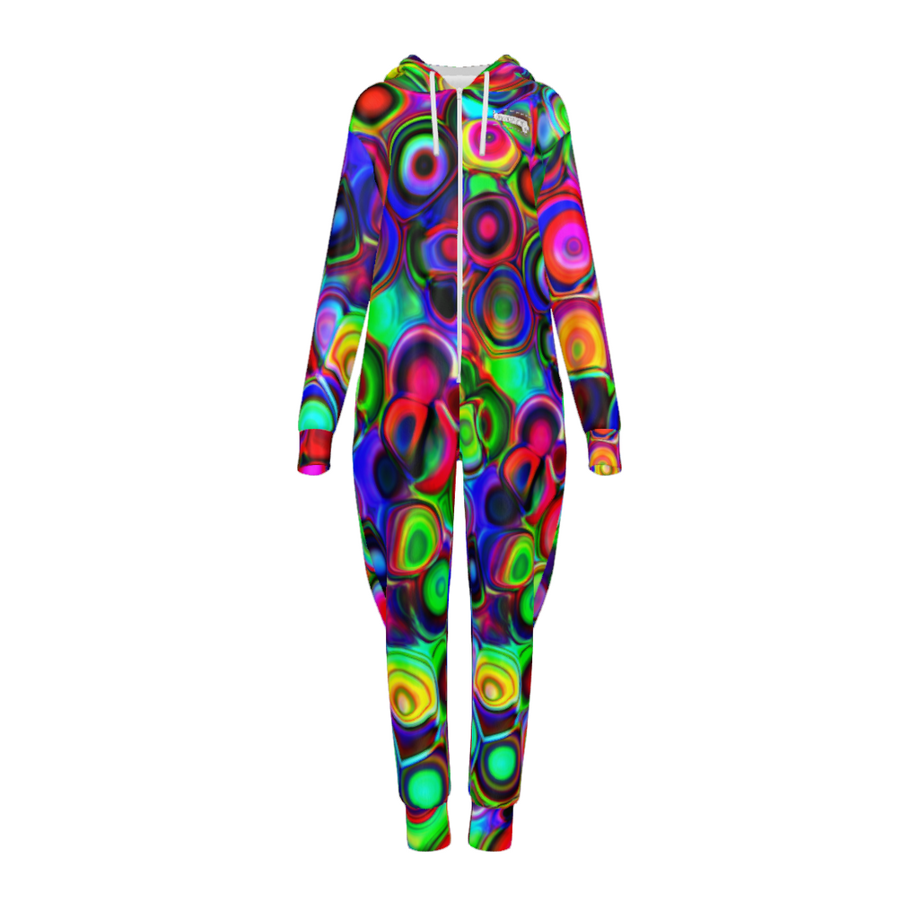 "Cosmic Bubbles" Women's Hooded Zipper Jumpsuit