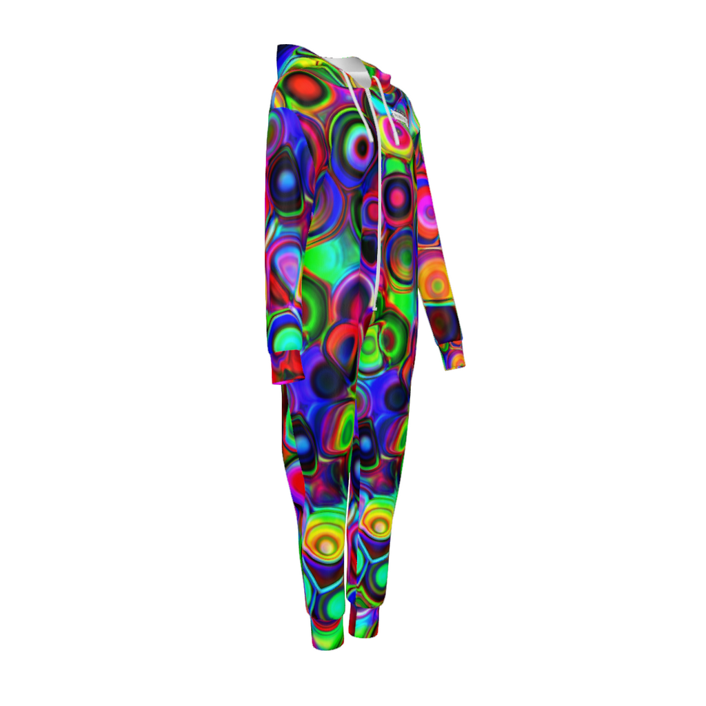 "Cosmic Bubbles" Women's Hooded Zipper Jumpsuit