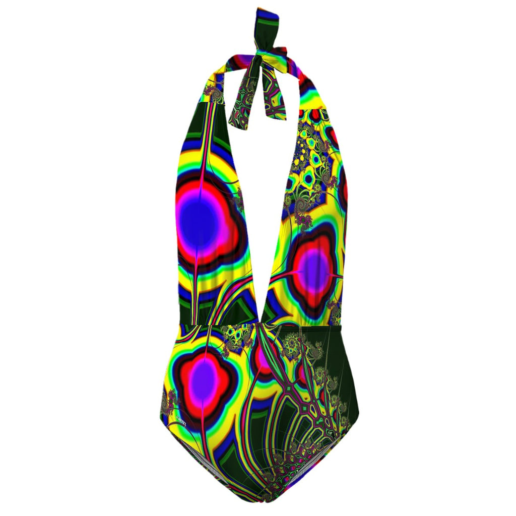 “Wonder Worlds” Deep V One-Piece Swimsuit