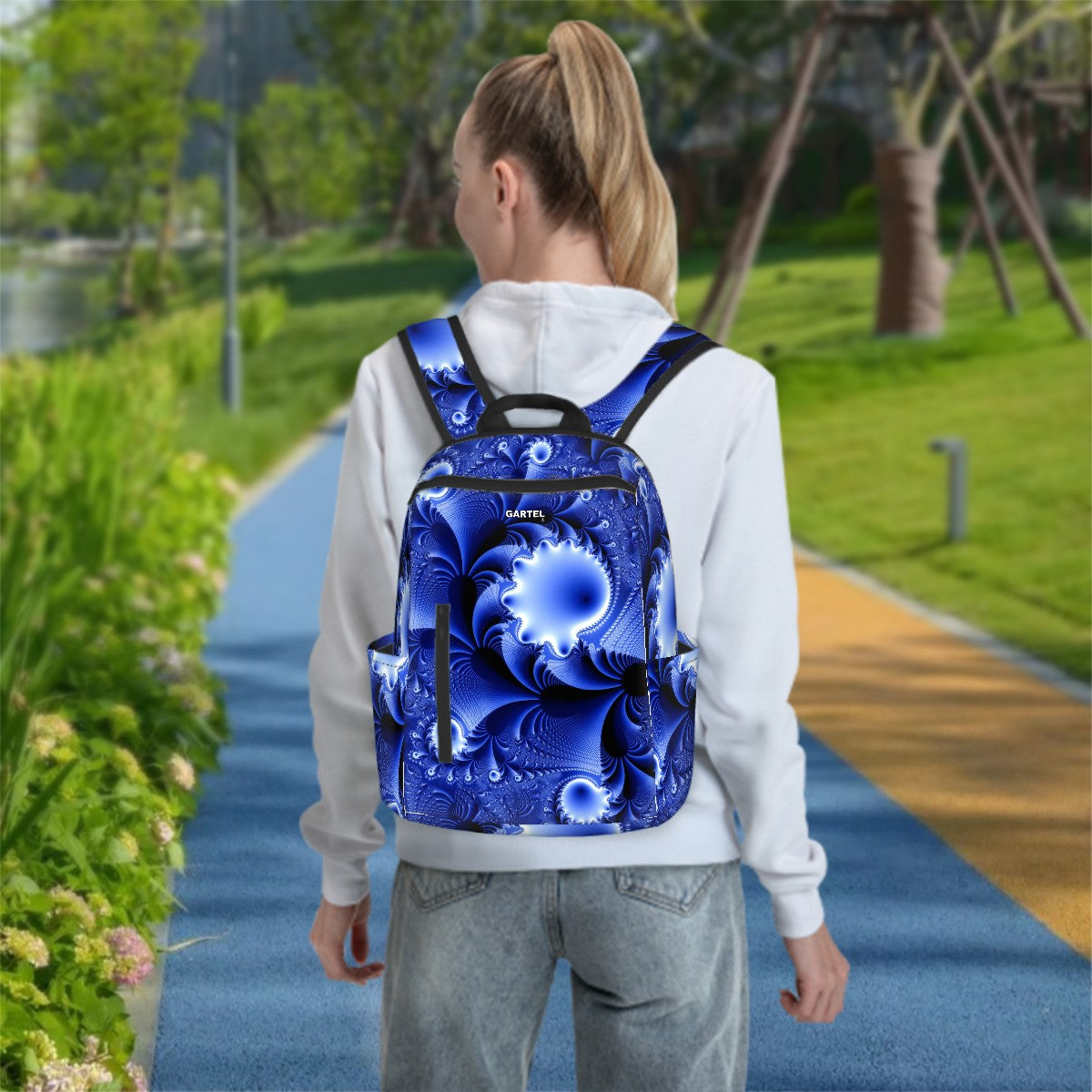 "Blue Ocean" Twill Zipper Front Pocket Backpack