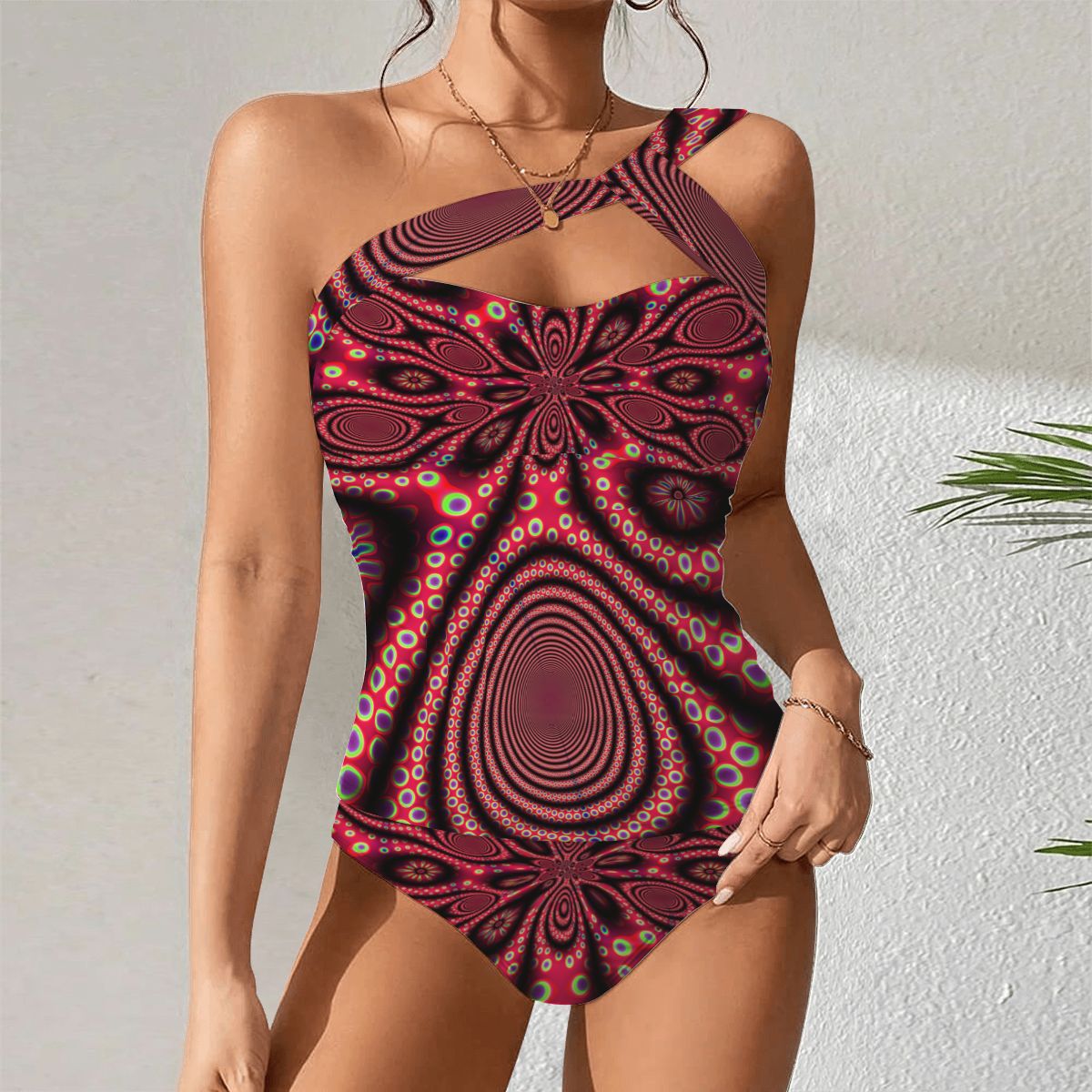 "Electric Octopus" OneShoulder Two Piece Swimsuit