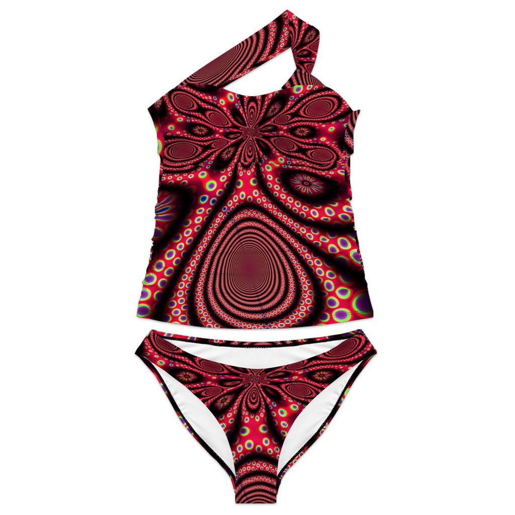 "Electric Octopus" OneShoulder Two Piece Swimsuit