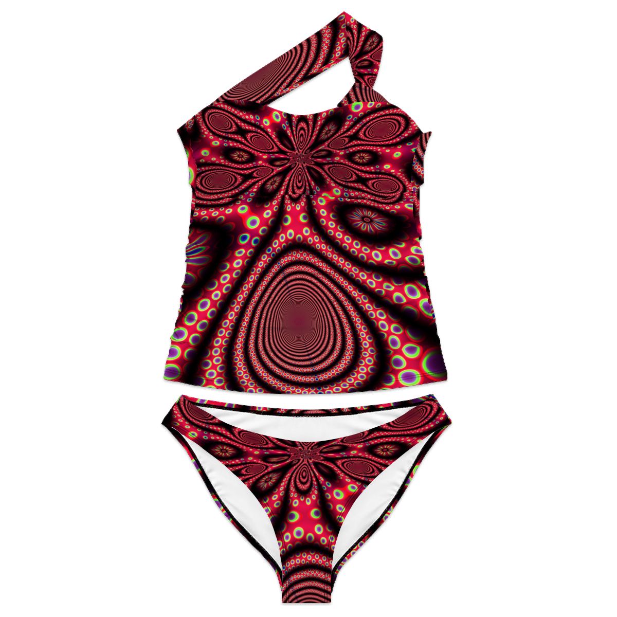 "Electric Octopus" OneShoulder Two Piece Swimsuit