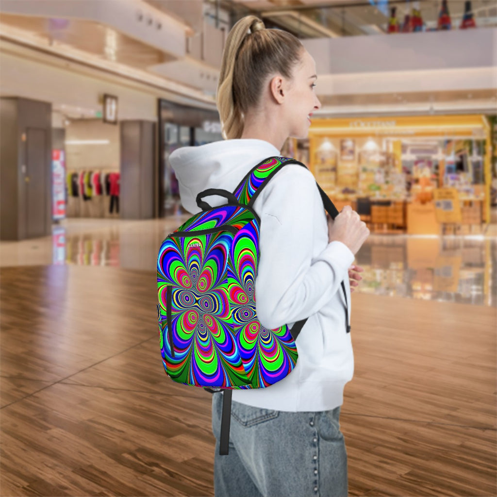 "Floral Explosion" Twill Zipper Front Pocket Backpack